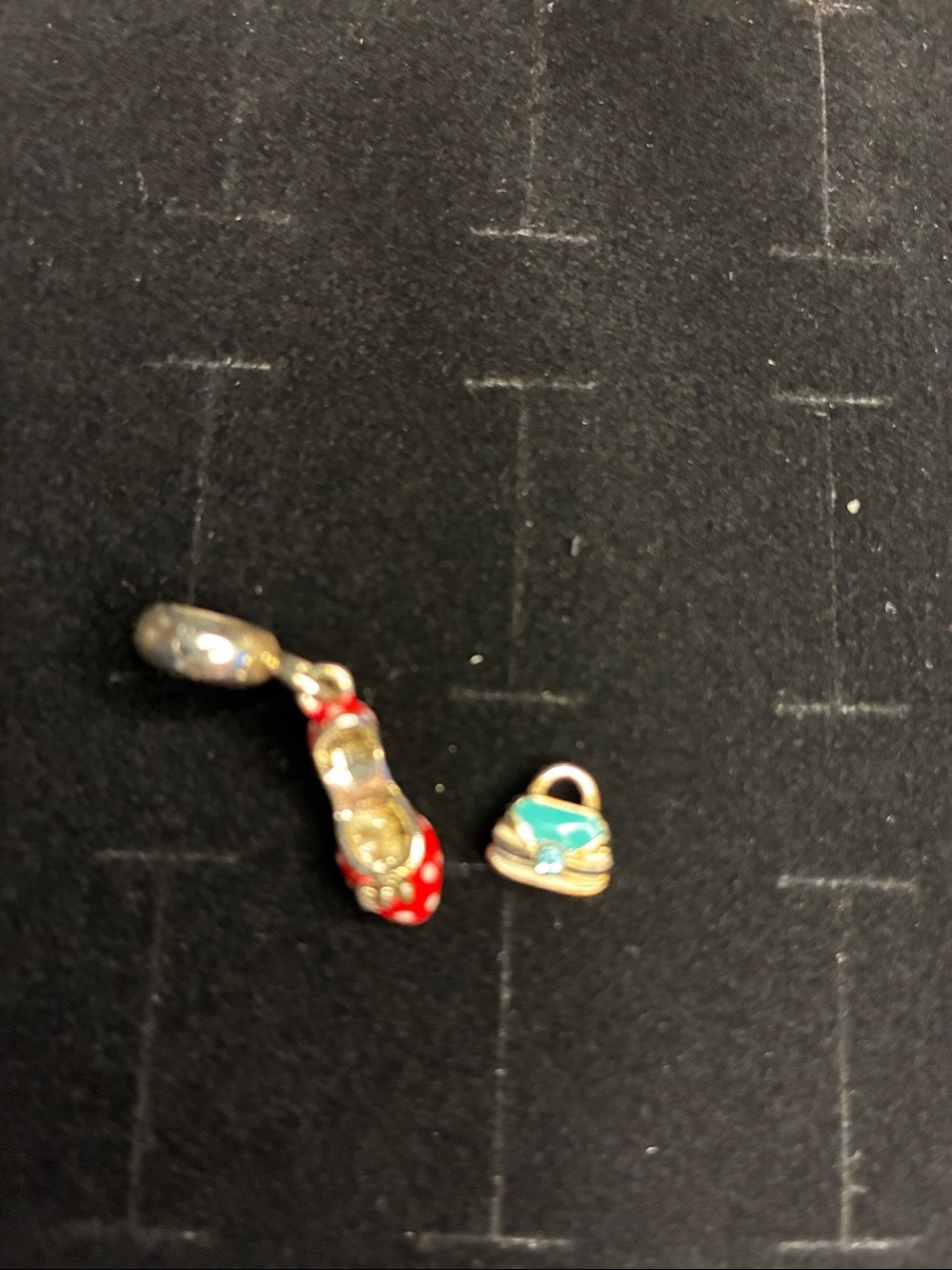 Red Polka Dot Shoe Charm Pendant & Tiffany Blue purse charms. Ntw